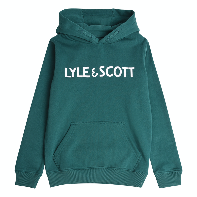 Jongens Lyle & Scott Text LB OTH Hoodie Storm van Lyle & Scott in de kleur Storm in maat 170-176.