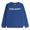Jongens Lyle & Scott Text BB Crew Sweat Estate Blue van Lyle & Scott in de kleur Estate Blue in maat 170-176.