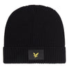 Jongens Chunky Rib Beanie Black One Size van Lyle & Scott in de kleur Black in maat One Size.
