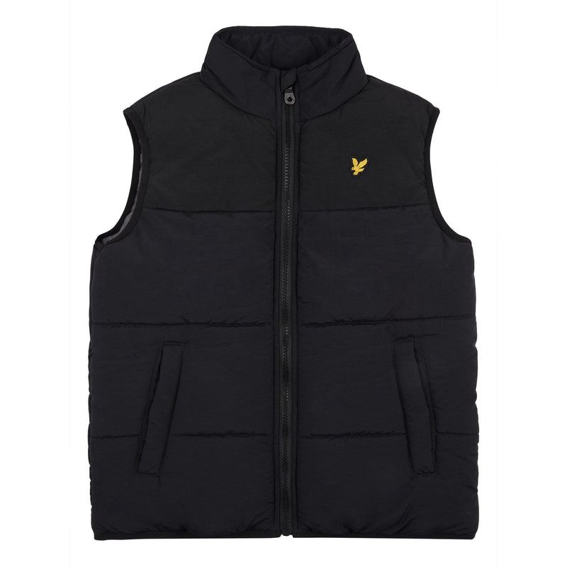 Jongens Heavy Puffer Gilet Black van Lyle & Scott in de kleur Black in maat 170-176.