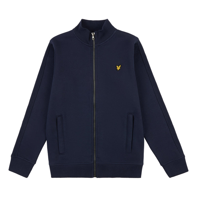 Jongens Contrast Ottoman Zip Thru Funnel Navy Blazer van Lyle & Scott in de kleur Navy Blazer in maat 170-176.