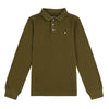 Jongens Heavyweight Soft Touch Finish Polo Dark Olive van Lyle & Scott in de kleur Dark Olive in maat 170-176.