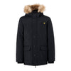 Jongens Fur Trim Classic Parka Coat Black van Lyle & Scott in de kleur Black in maat 170-176.