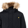 Jongens Fur Trim Classic Parka Coat Black van Lyle & Scott in de kleur Black in maat 170-176.