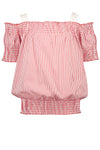 Meisjes Off-Shoulder Blouse Stripe van Moodstreet in de kleur Red in maat 134/140.
