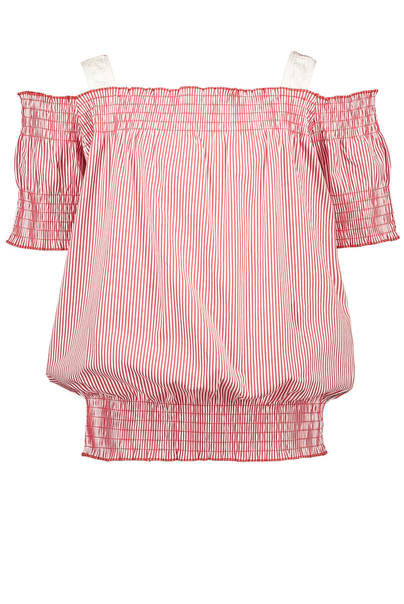 Meisjes Off-Shoulder Blouse Stripe van Moodstreet in de kleur Red in maat 134/140.
