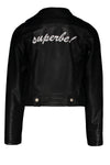 Meisjes Fake Leather Jacket van Moodstreet in de kleur Black in maat 110/116.