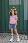 Meisjes Skort van Moodstreet in de kleur Soft Blue in maat 122/128.