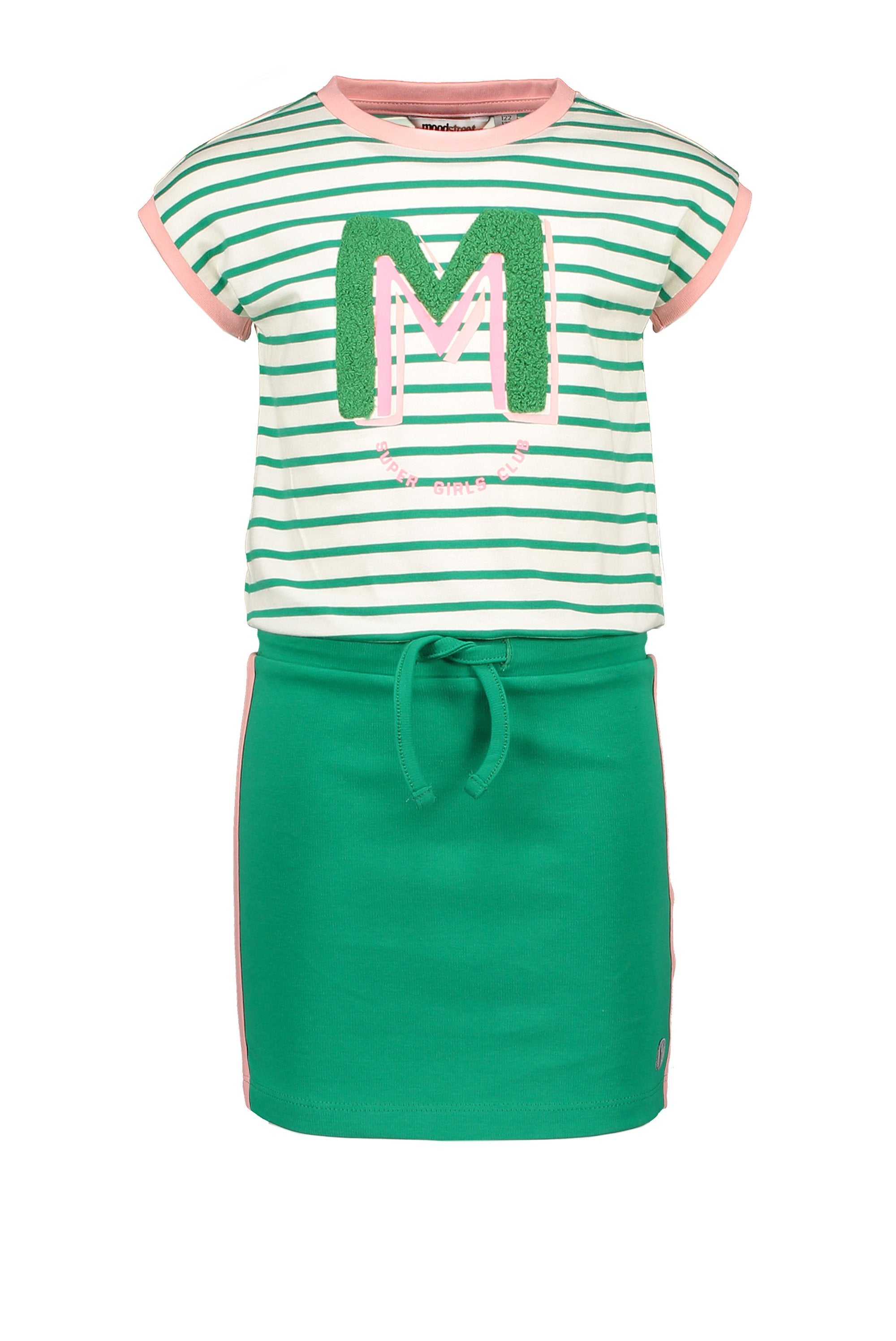 Meisjes Sporty Dress Stripe van Moodstreet in de kleur Green in maat 134/140.