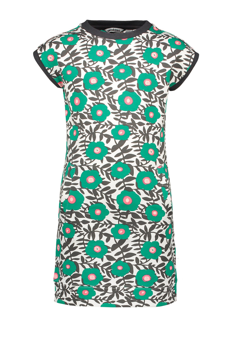 Meisjes Dress Aop Flower van Moodstreet in de kleur Green in maat 134/140.