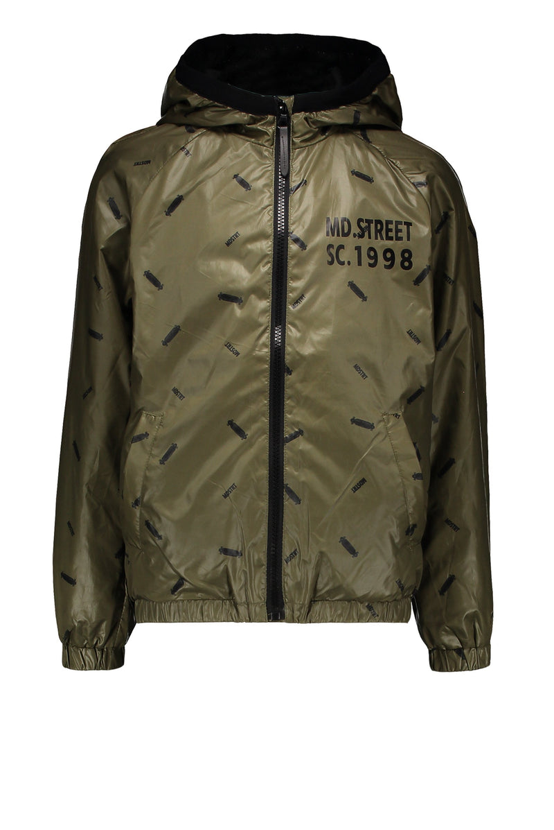 Jongens Jacket Aop Skate van Moodstreet in de kleur Khaki in maat 110.