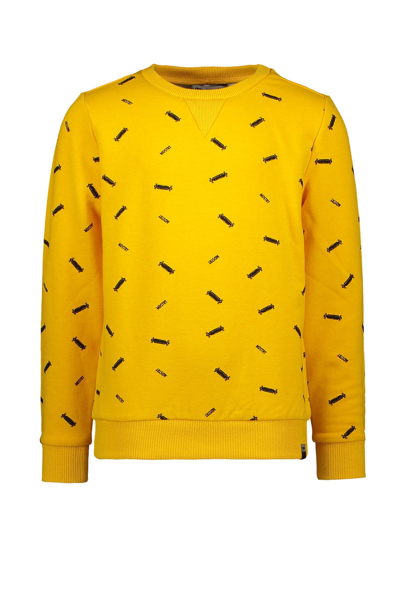 Jongens Sweater Aop Skate van Moodstreet in de kleur Dark Yellow in maat 86/92.
