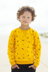 Jongens Sweater Aop Skate van Moodstreet in de kleur Dark Yellow in maat 86/92.