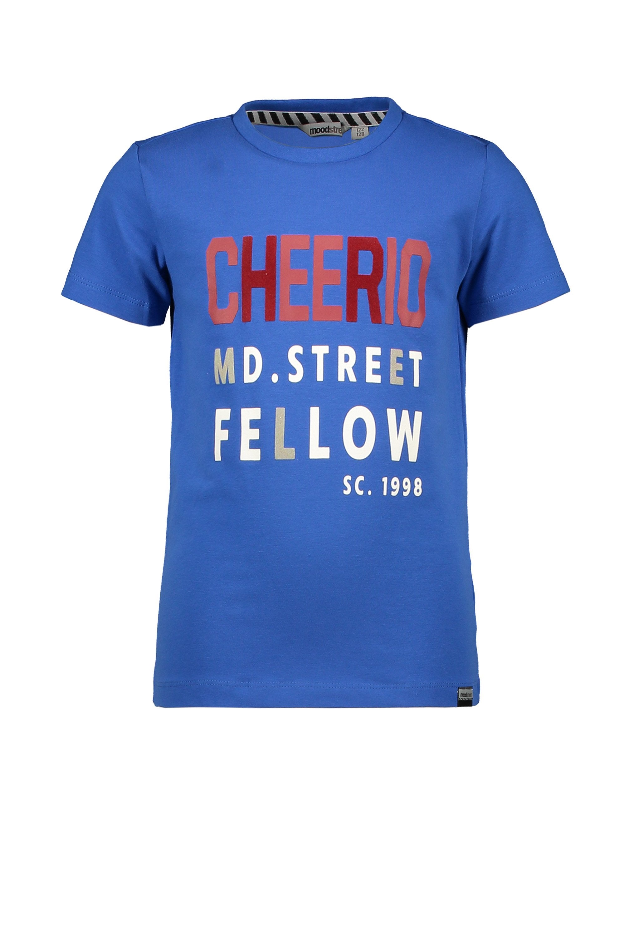 Jongens T-Shirt Chestprint van Moodstreet in de kleur Sporty Blue in maat 122/128.