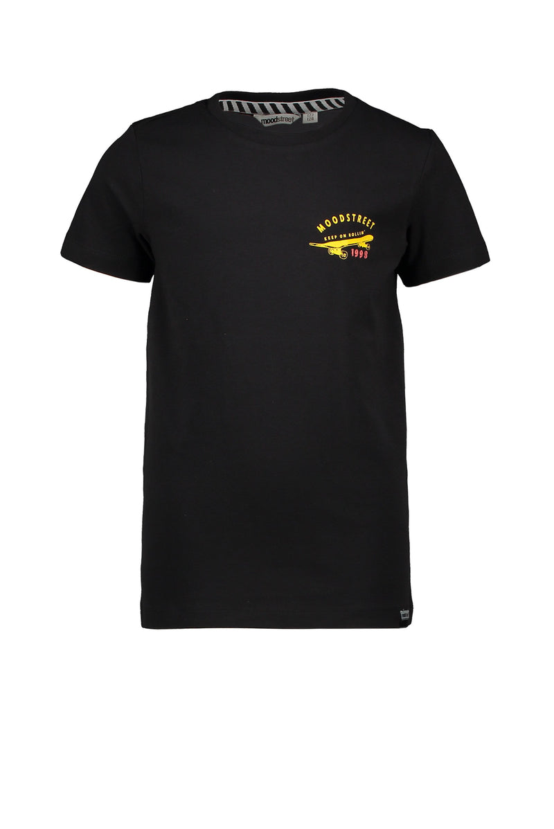 Jongens T-Shirt Chest&Back Print van Moodstreet in de kleur Black in maat 122/128.