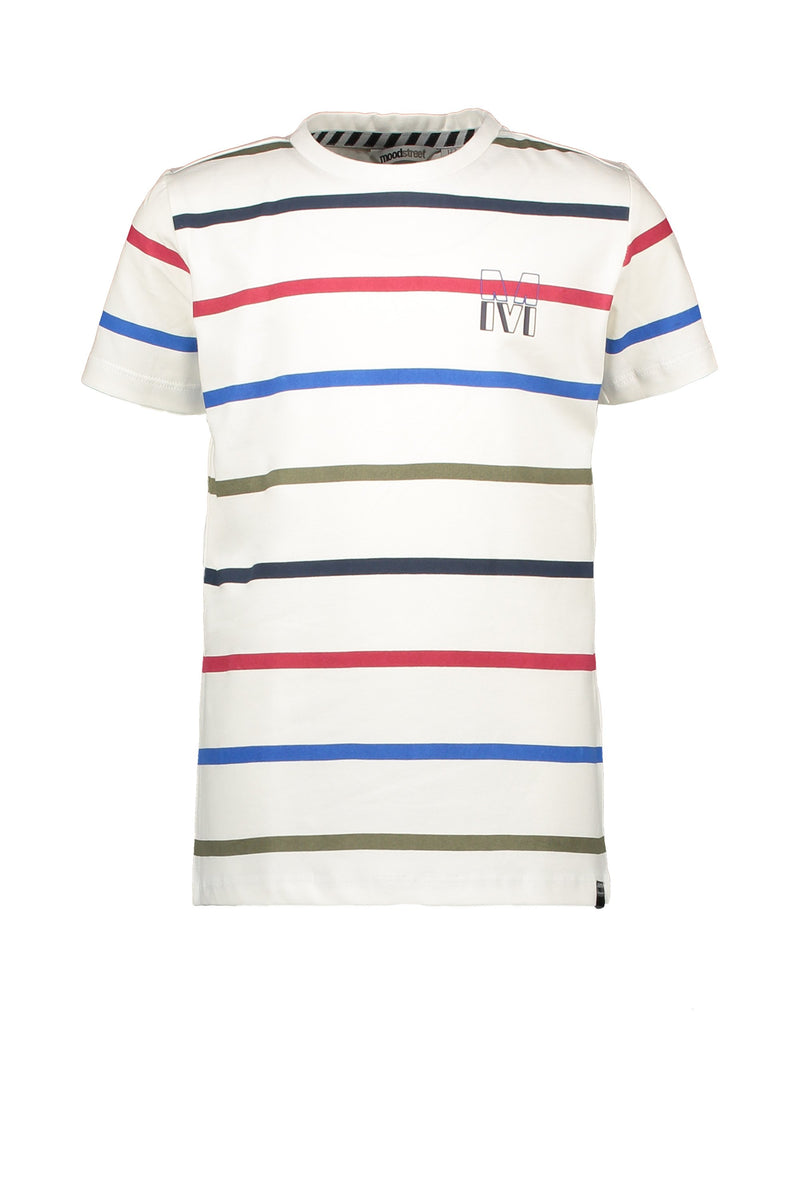 Jongens T-Shirt Stripe van Moodstreet in de kleur Warm White in maat 122/128.