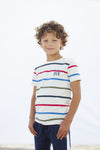 Jongens T-Shirt Stripe van Moodstreet in de kleur Warm White in maat 122/128.