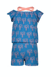 Meisjes MT playsuit AOP palmtree van Moodstreet in de kleur Blue in maat 134, 140.
