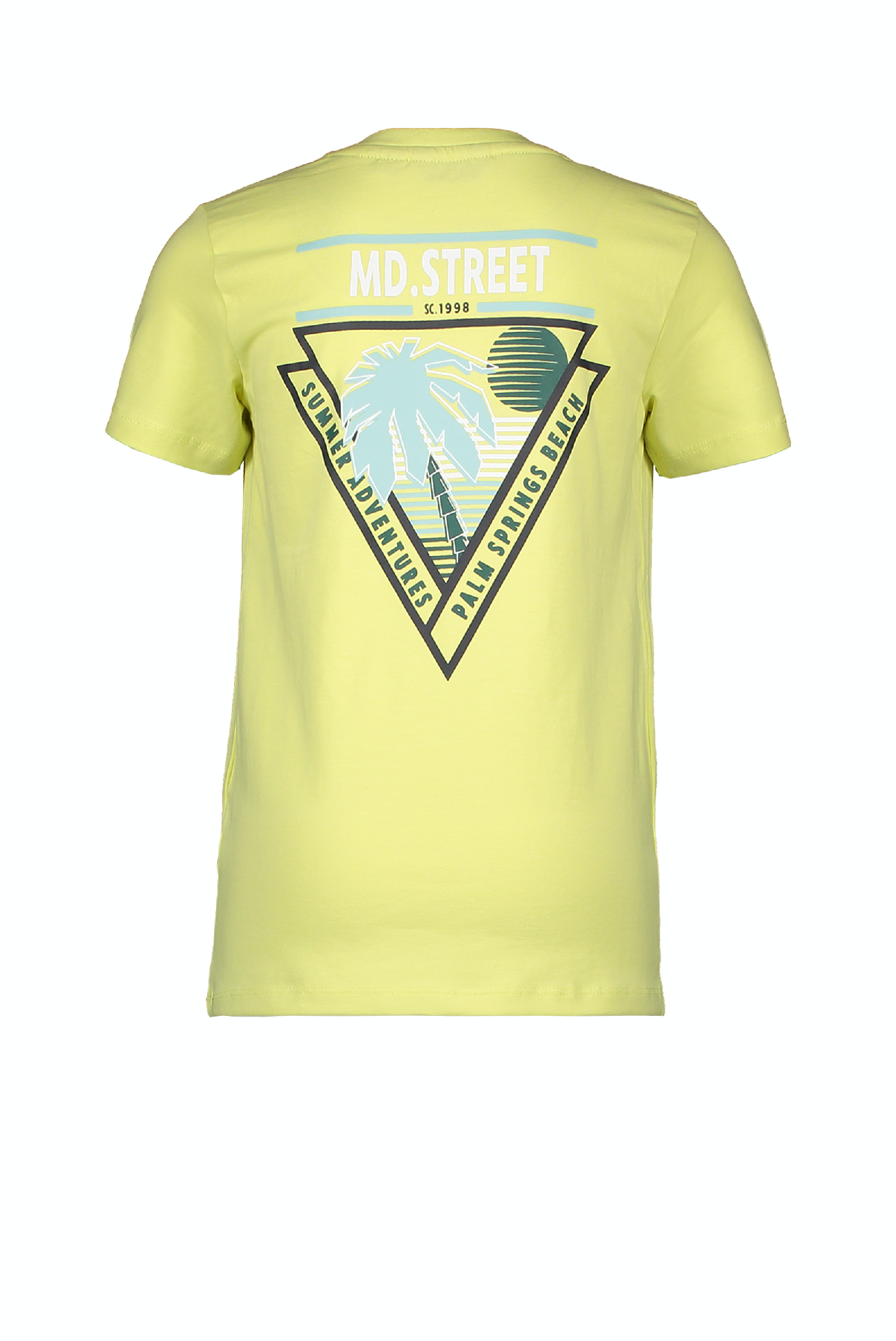 Jongens MT t-shirt chest&back print van Moodstreet in de kleur lime in maat 122, 128.
