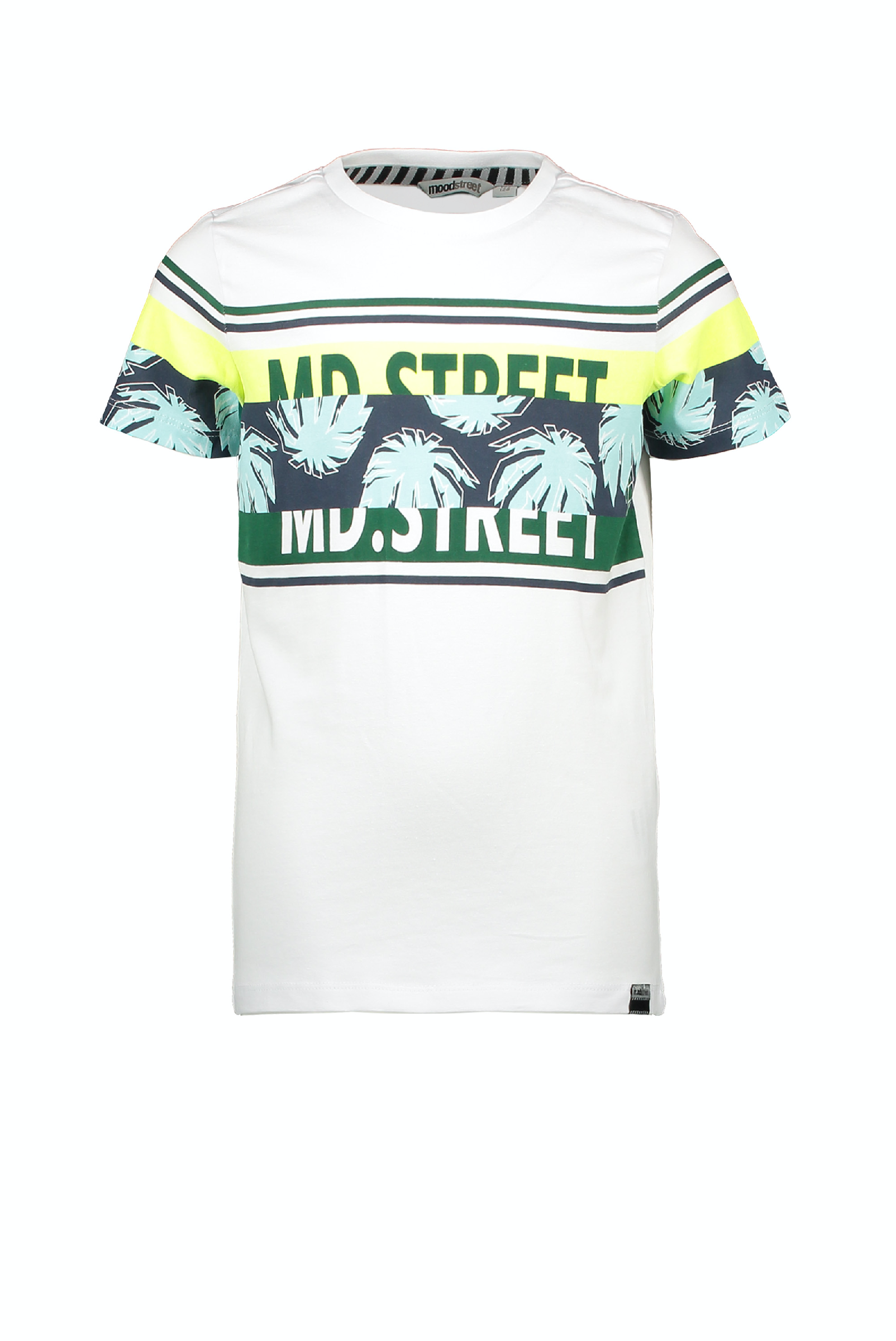 Jongens MT t-shirt chest&sleeve print van Moodstreet in de kleur white in maat 122, 128.