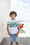 Jongens MT t-shirt chest&sleeve print van Moodstreet in de kleur white in maat 122, 128.