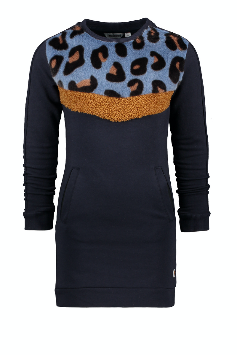 Moodstreet MT sweat dress fake fur top