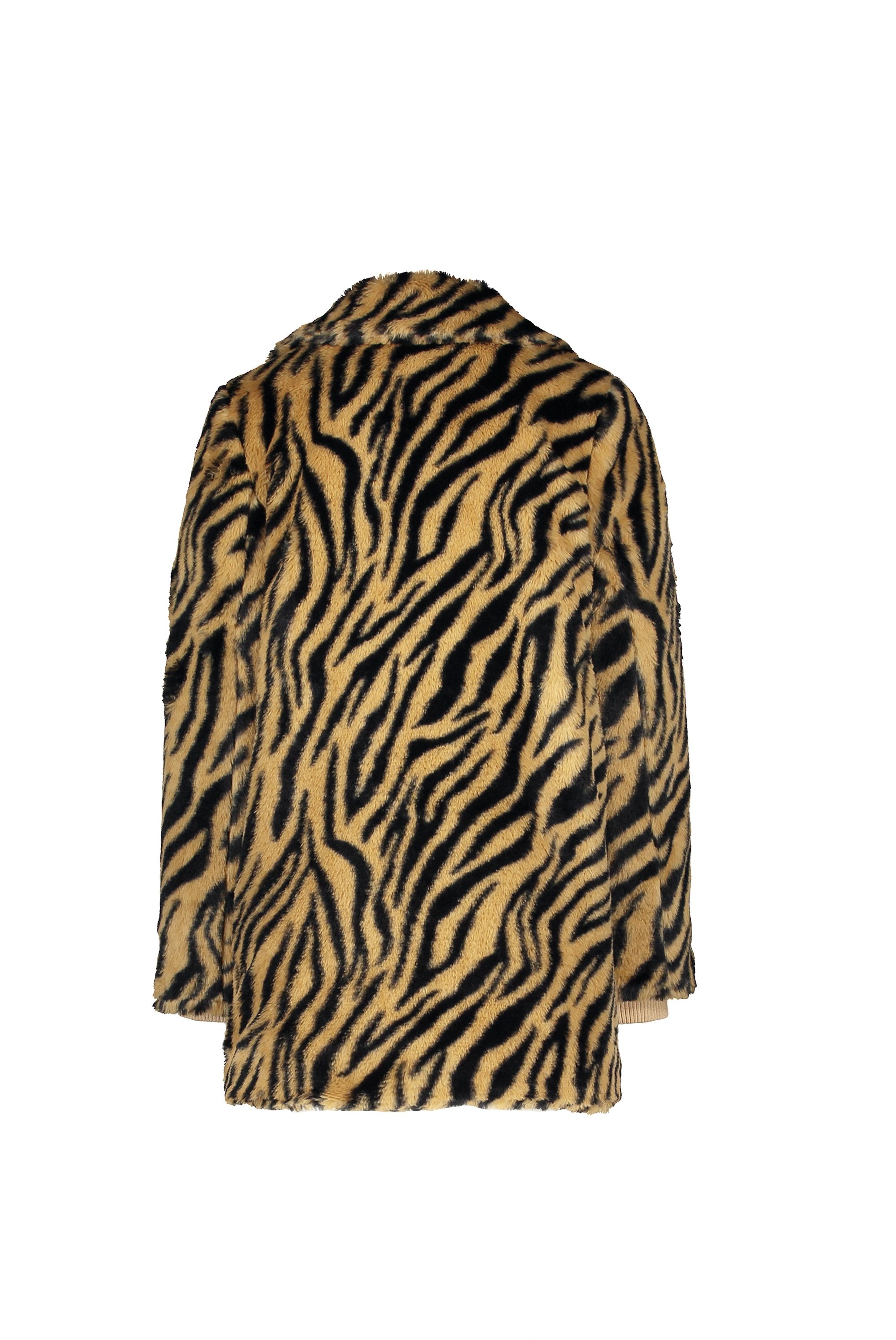 Meisjes MT fake fur coat van Moodstreet in de kleur Tiger in maat 134-140.