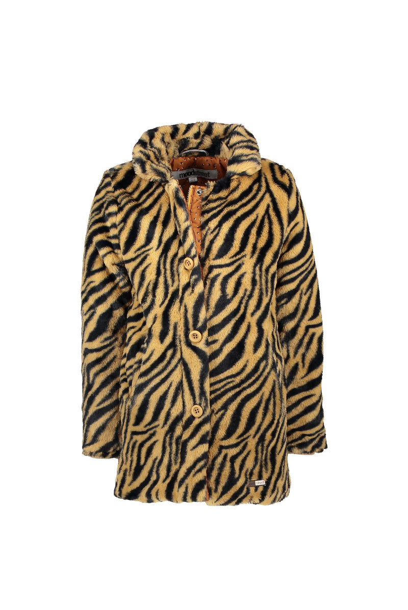 Meisjes MT fake fur coat van Moodstreet in de kleur Tiger in maat 134-140.
