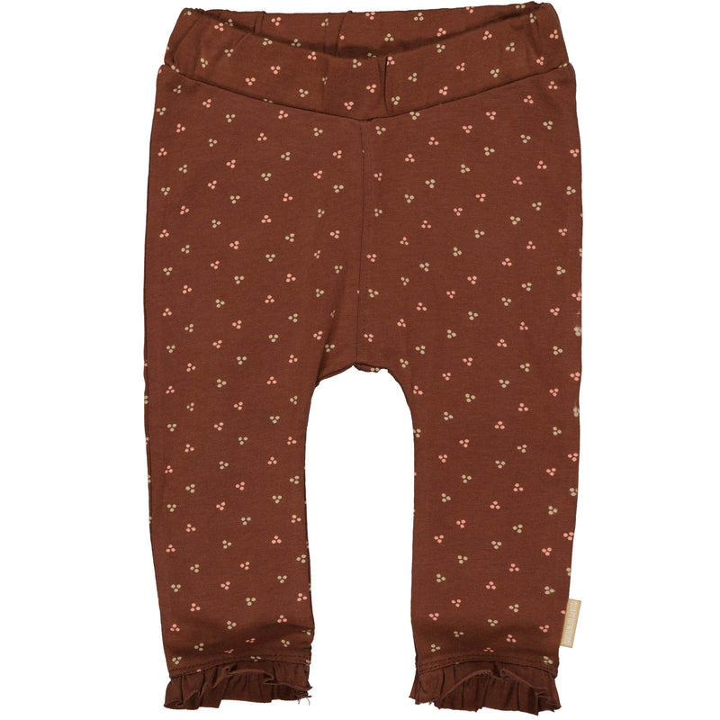 Meisjes Pants MARIJE NBW21 van Quapi Newborn in de kleur AOP Brown Choco Dot in maat 68.