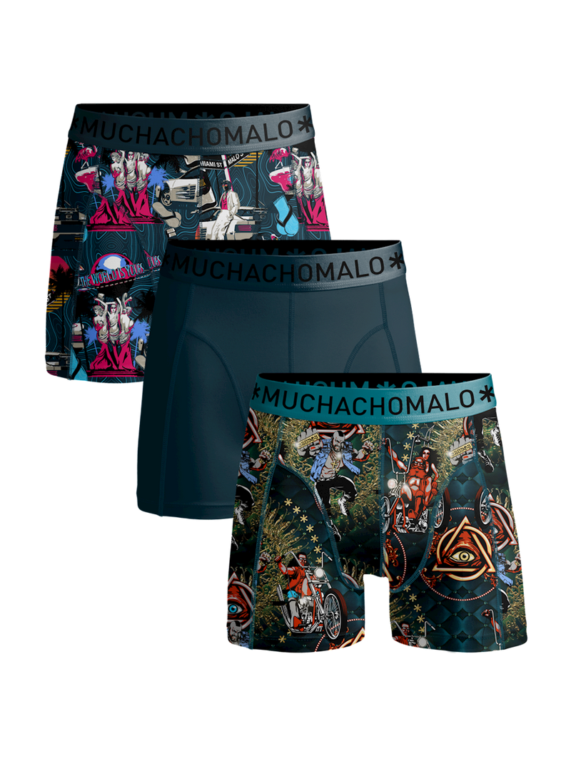 Jongens Boys 3-pack shorts Miami Vatos Ace  van Muchachomalo in de kleur Print/Print/Blue in maat 176.