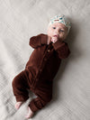 Jongens Playsuit MIKE NBW21 van Quapi Newborn in de kleur Brown Choco in maat 68.