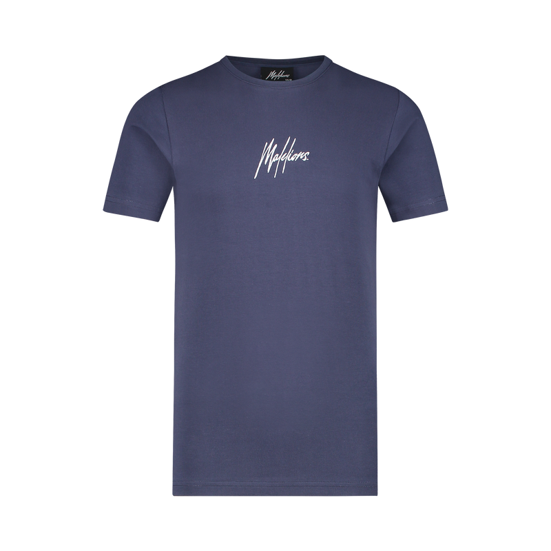 Malelions Malelions Junior Double Signature T-Shirt Navy/White