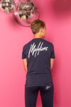 Malelions Malelions Junior Double Signature T-Shirt Navy/White