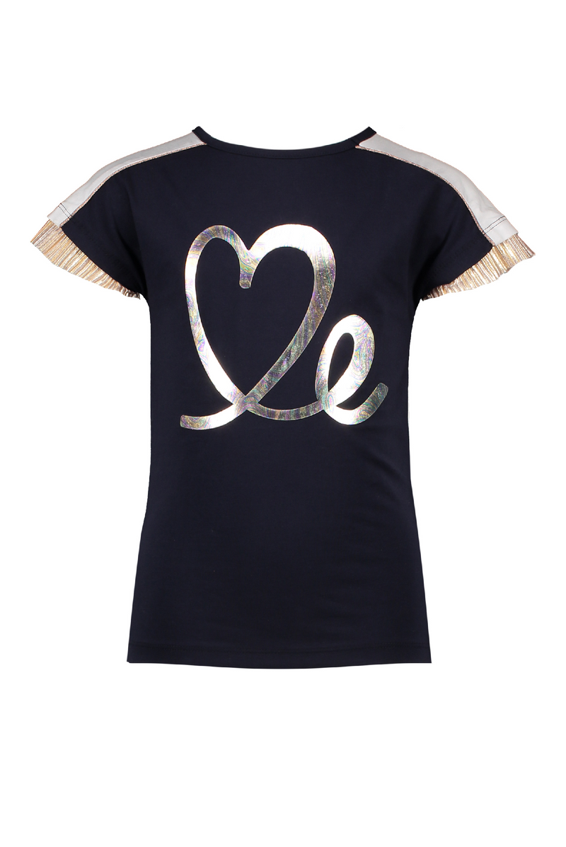 Meisjes Kiss Twistable ss shirt love me van NoNo in de kleur Navy Blazer in maat 146, 152.