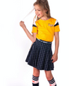 Meisjes Malika SS dress check on sweat skirt van NoNo in de kleur Navy Blazer in maat 146, 152.