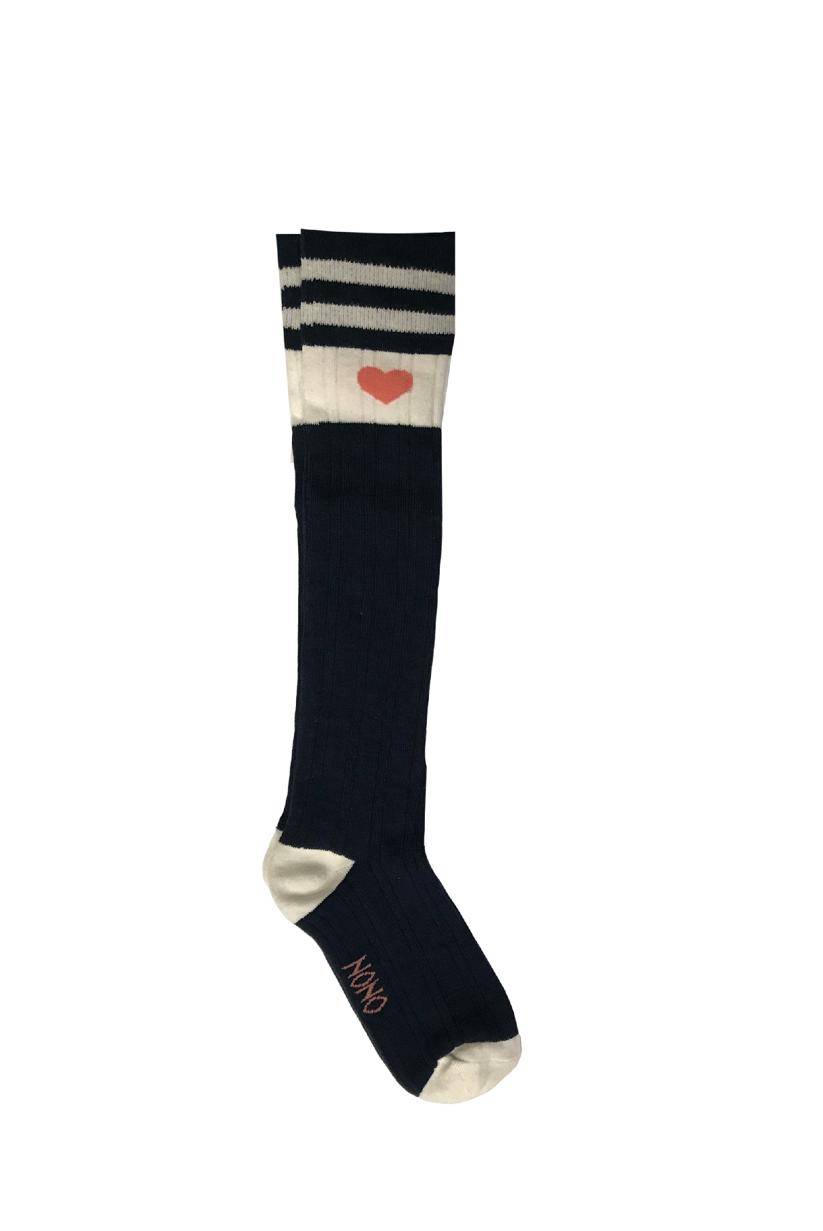 Meisjes Runner ribknit sock stripes heart van NoNo in de kleur Navy Blazer in maat 146, 164.