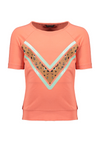 Meisjes Kamou half sleeve/cut-out shirt van NoNo in de kleur Pink Coral in maat 146, 152.