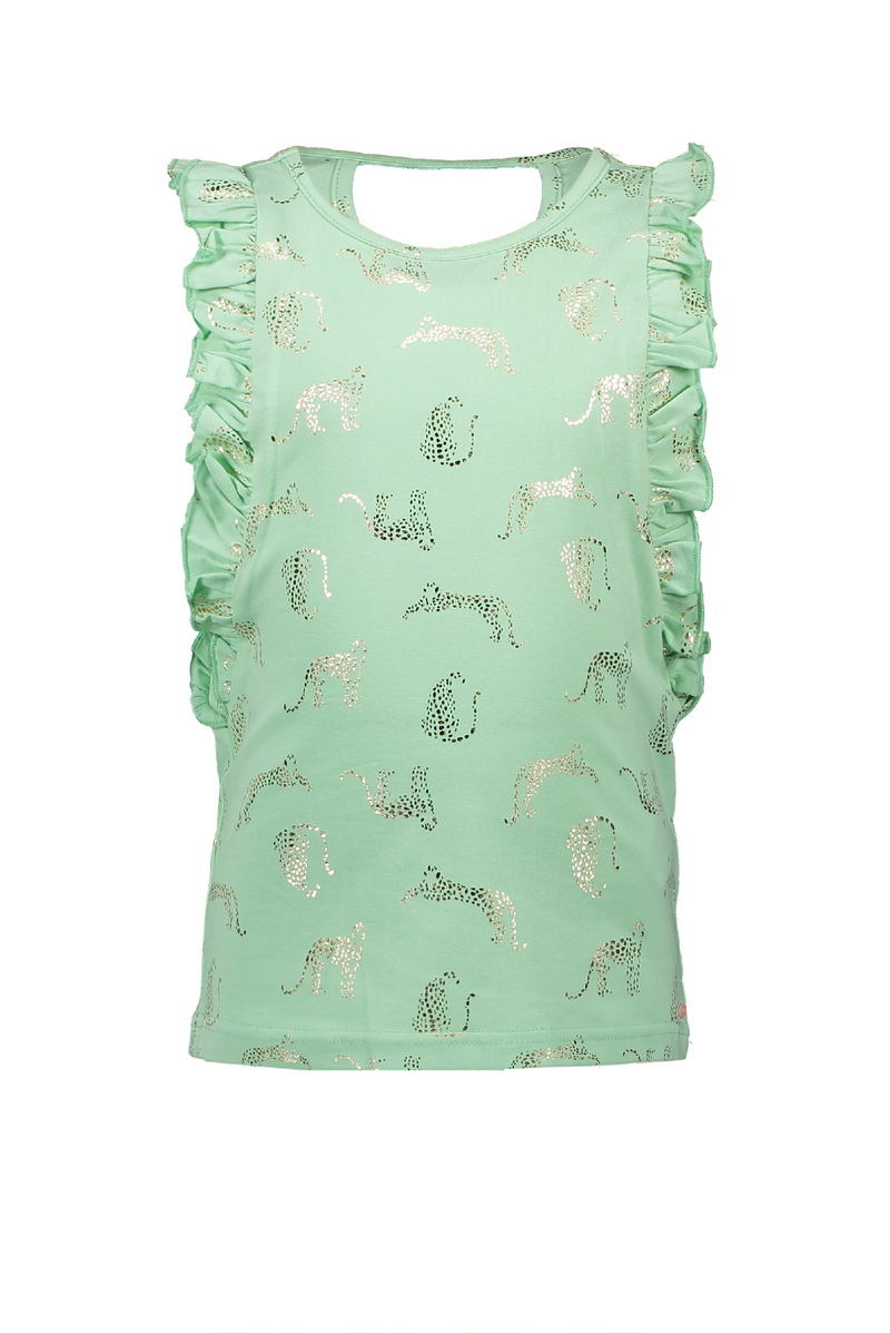 Meisjes Kopa singlet aop leopard van NoNo in de kleur Mint in maat 146, 152.