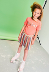 Meisjes NikkyB pleated glitter skirt  van NoNo in de kleur Soft Copper in maat 146, 152.