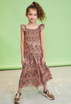 Meisjes Malia AOP multi animal smock long, cold shldr dress van NoNo in de kleur Hazelnut in maat 146, 152.