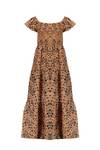 Meisjes Malia AOP multi animal smock long, cold shldr dress van NoNo in de kleur Hazelnut in maat 146, 152.