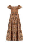 Meisjes Malia AOP multi animal smock long, cold shldr dress van NoNo in de kleur Hazelnut in maat 146, 152.