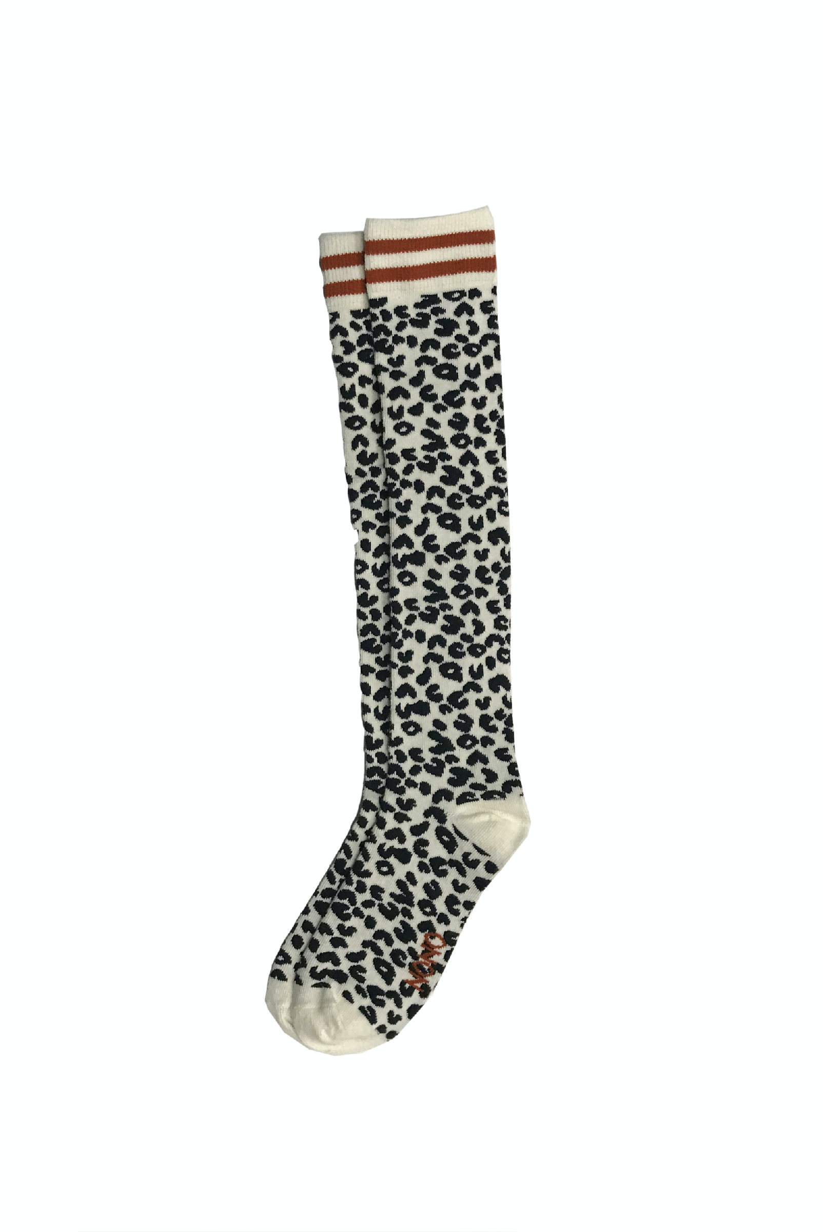 Meisjes Ranim blk/wht leopard sock van NoNo in de kleur Snow White in maat L.