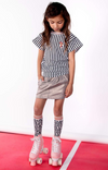 Meisjes Ranim blk/wht leopard sock van NoNo in de kleur Snow White in maat L.
