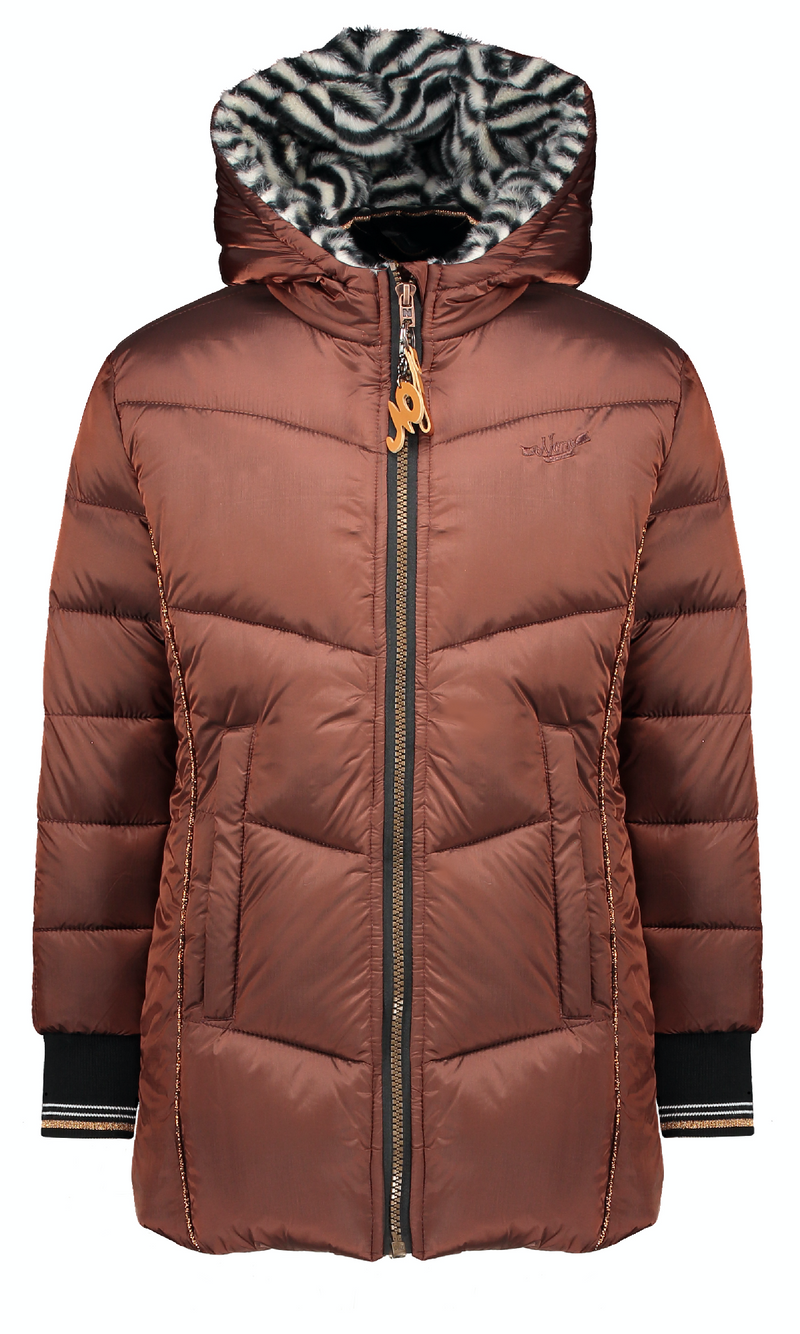 Meisjes Brooklynn Hooded long jacket van NoNo in de kleur Rood in maat 122/128.