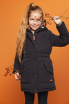 Meisjes Brenda Hooded parka van NoNo in de kleur Zwart in maat 146/152.