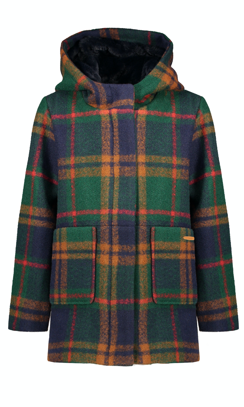 Meisjes Becky Wool jacket with furry hood van NoNo in de kleur Navy in maat 116.