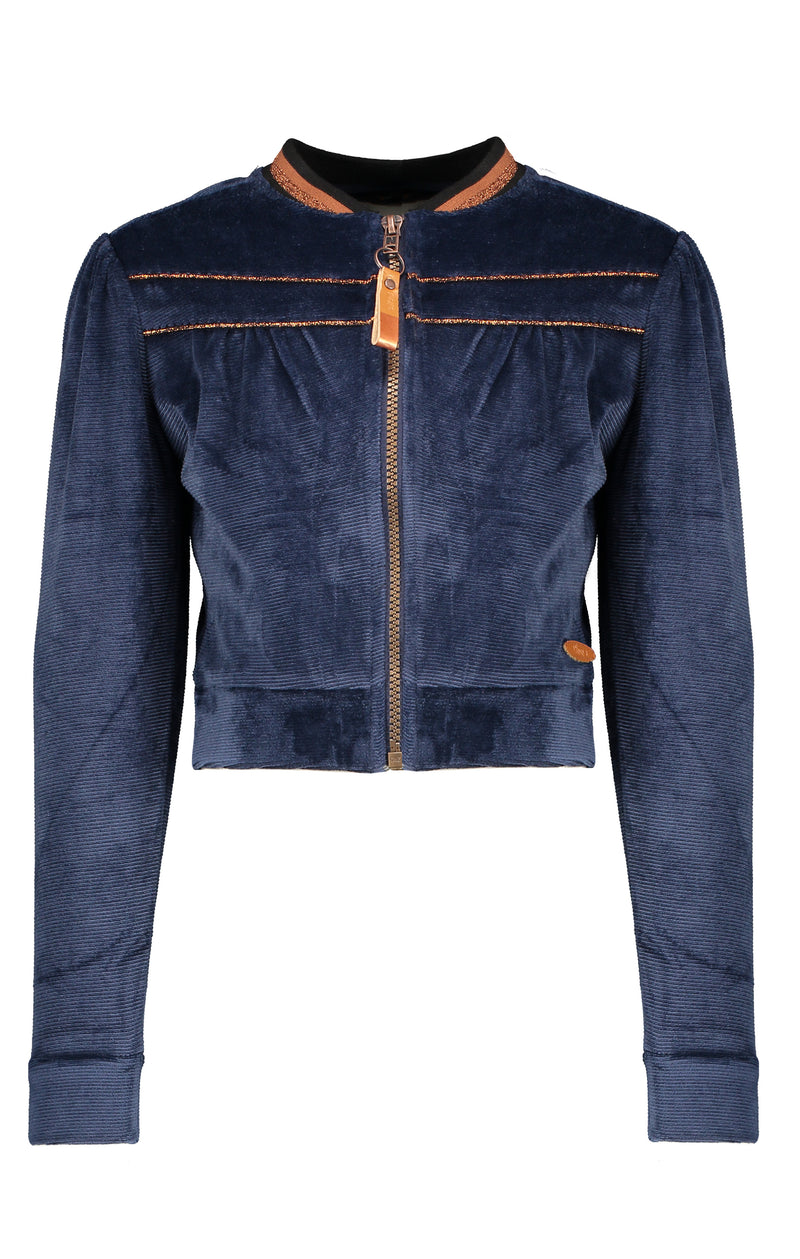 NoNo Denia rib velours cardigan with zipper