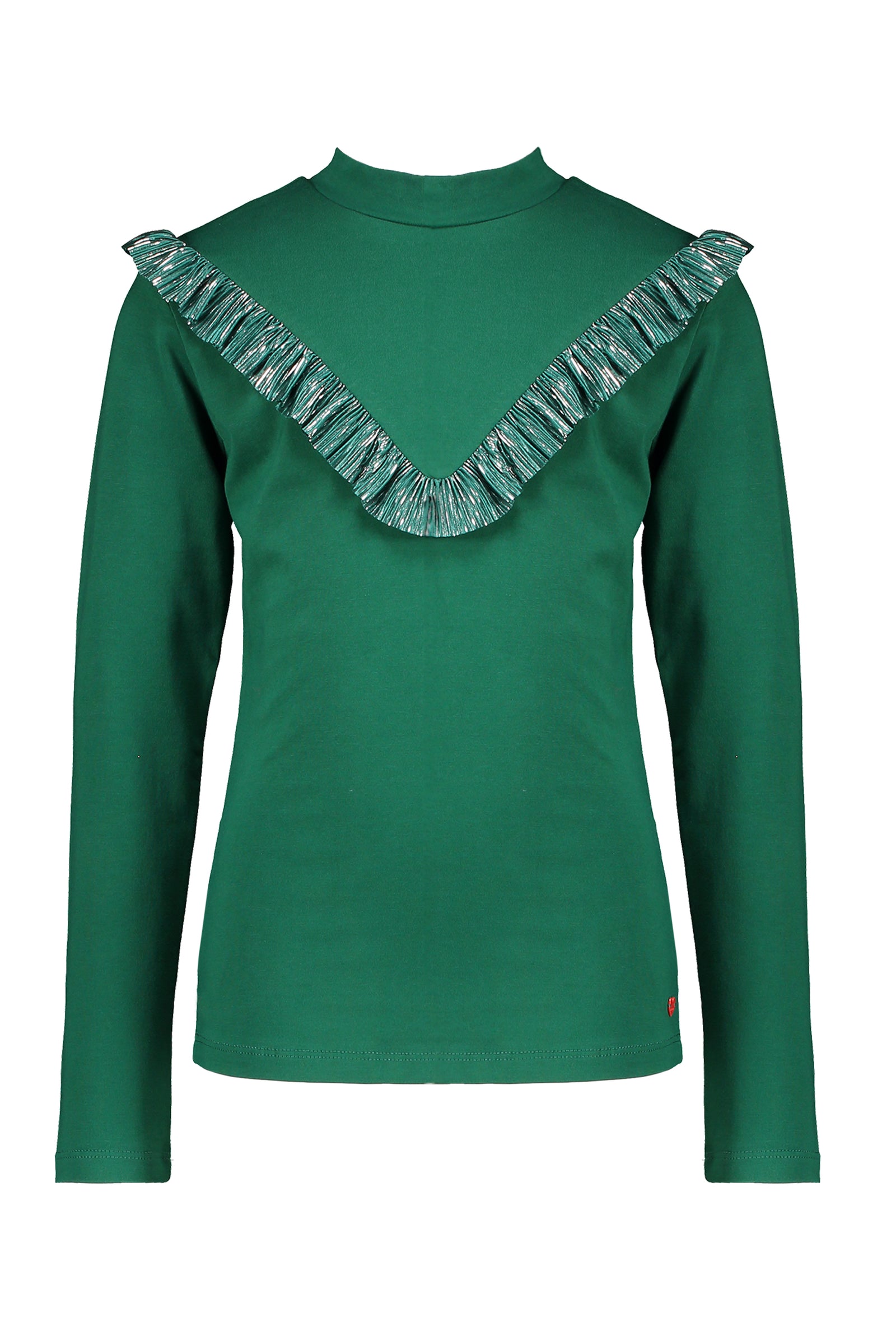 NoNo Kola turtle neck tshirt with fancy V shape ruffle at chest