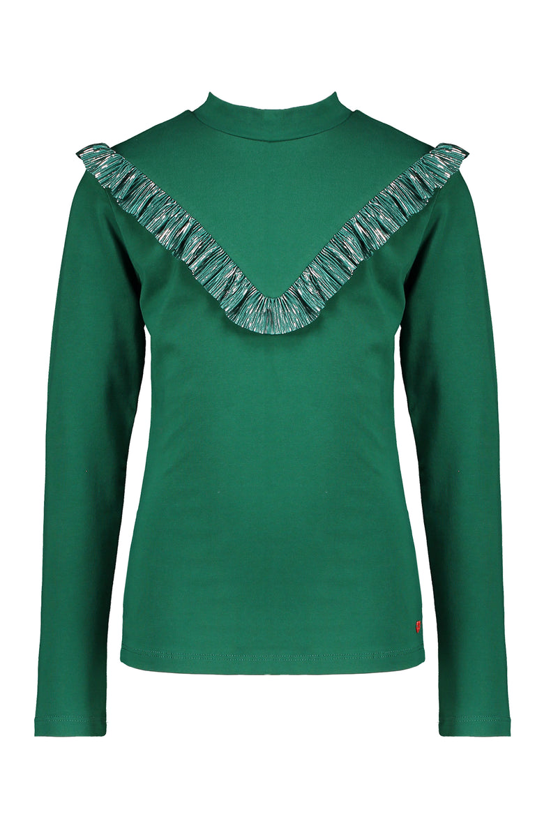 NoNo Kola turtle neck tshirt with fancy V shape ruffle at chest